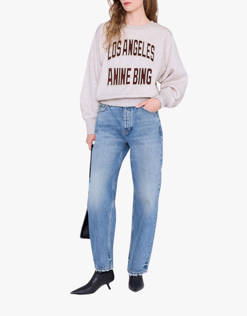 Anine Bing Harry Shrunken Sweatshirt in Oatmeal Melange