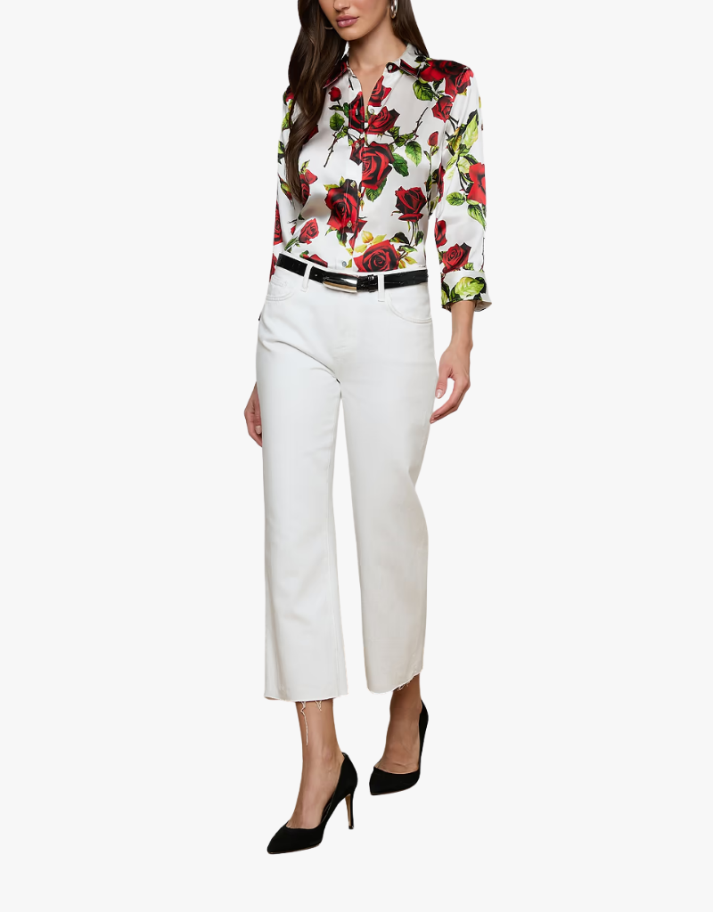 L'agence Wanda HR Crop Wide Leg in Blanc