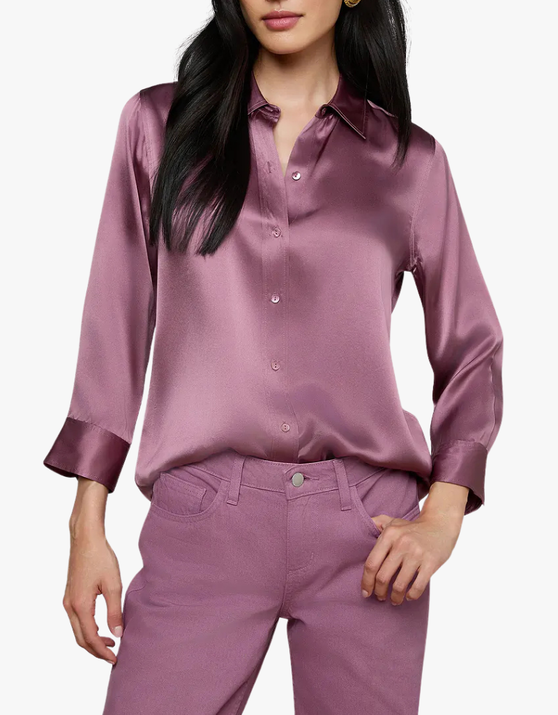 L'agence Dani 3/4 Sleeve Blouse in Dusky Orchid