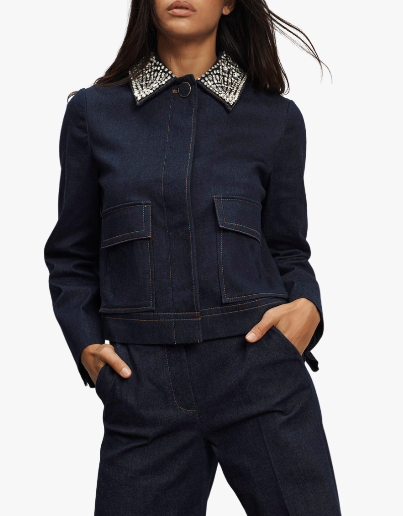 Veronica Beard Embellished Barrington Jacket in Midnight Wash