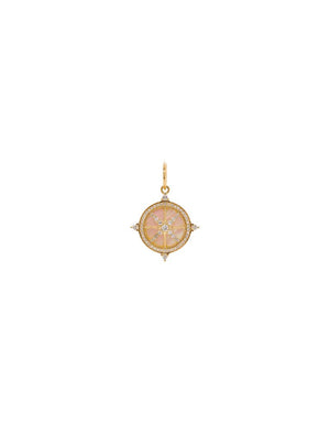 Bridget King Mother-of-Pearl Compass Pendant in Yellow Gold