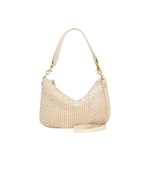 Clare V. Moyen Messenger Handbag in Cream Woven Checker