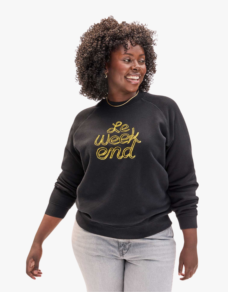 Black & Gold Le Weekend Sweatshirt by Clare V. - Ambiance Boutique Black & Gold Le Weekend Sweatshirt by Clare V. - Ambiance Boutique