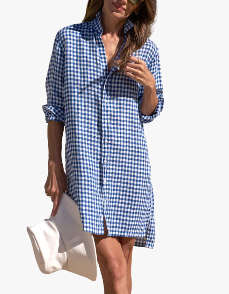 Frank & Eileen Hunter Step-hem Shirtdress in Blue Check