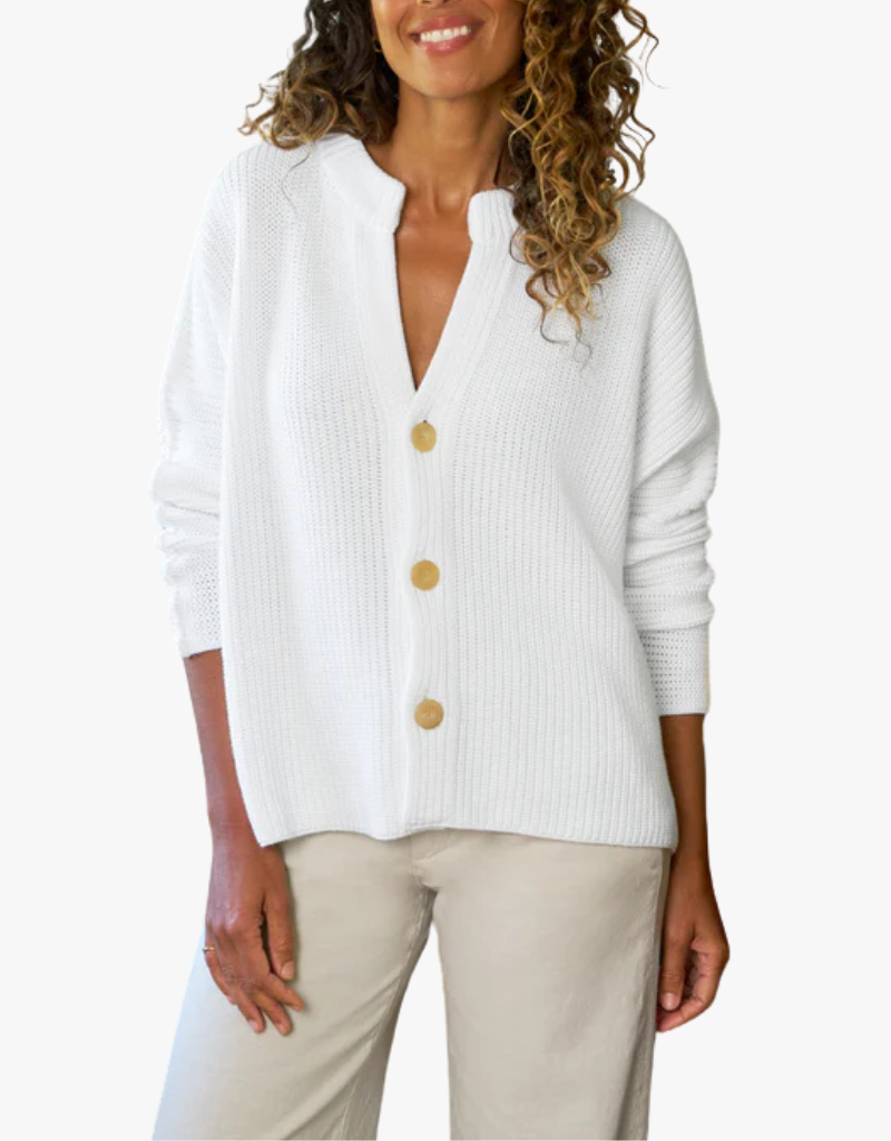 Frank & Eileen Montecito Cardigan in White