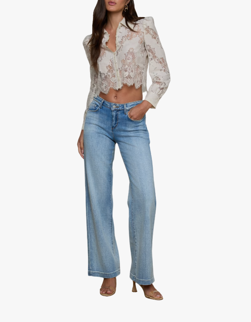 L'agence Anita Lace Button Up in Champagne