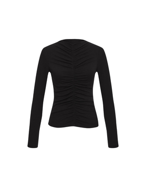Nightcap Clothing Ribbed Ruched Top in Black
