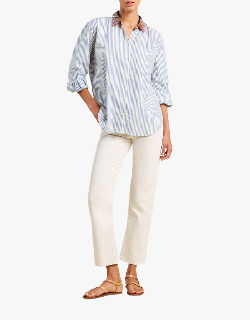 Trovata Blake Oversized Shirt in Seaside Stripe