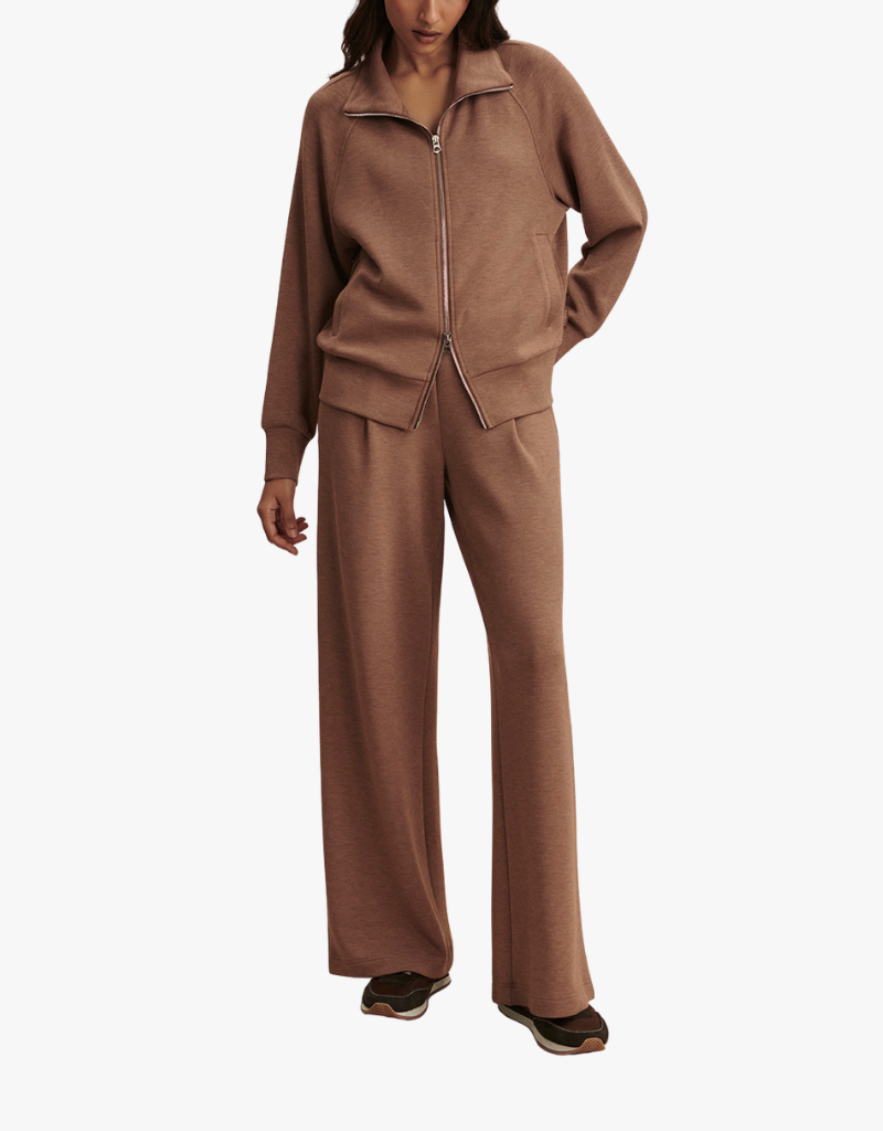 Varley Tyde Zip Through Sweat in Golden Bronze Marl