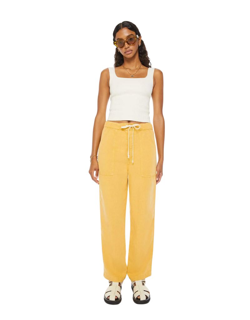 Mother Drawn Patch Pocket Private Ankle Pants in Flax