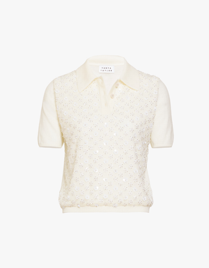 Tanya Taylor Camilla Knit Top in Cream