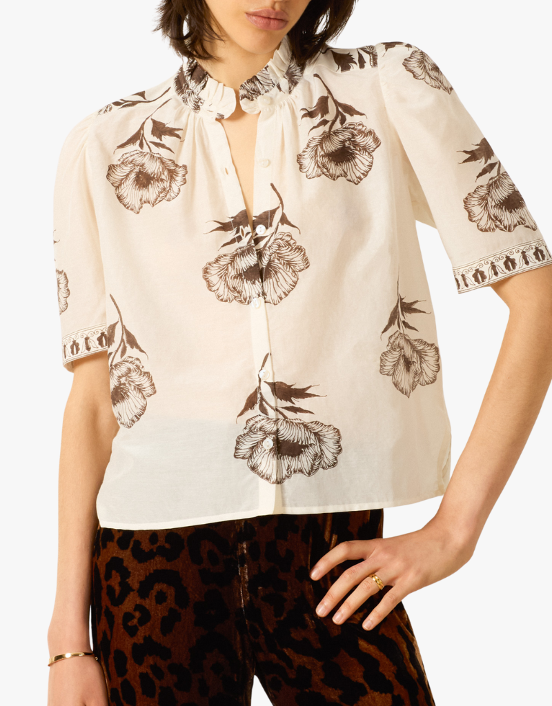 Alix Of Bohemia Winn Obsidian Poppy Shirt in Off-White