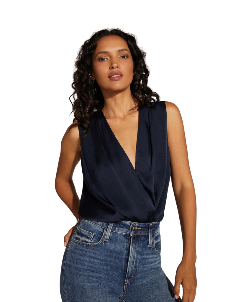 Favorite Daughter The Sleeveless Date Blouse in Navy