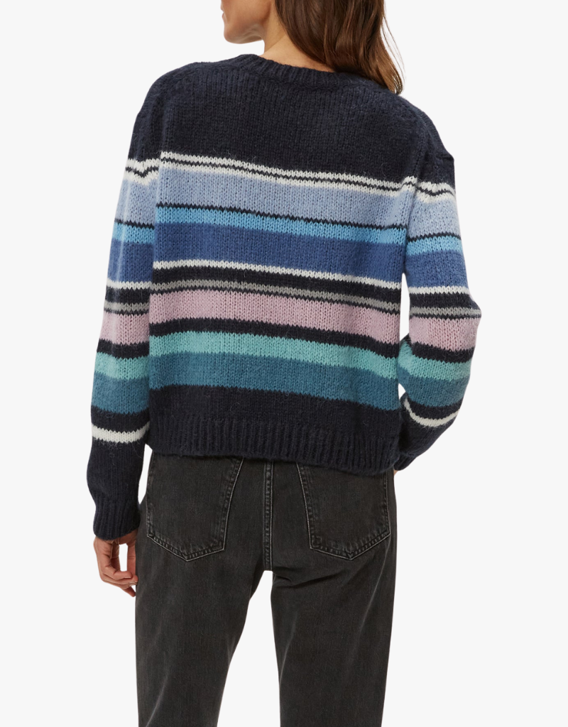Michael Stars Aura Striped Crew Pullover in Nocturnal Combo