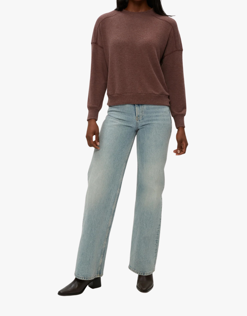 Michael Stars Marty Crewneck Pullover Sweater in Espresso