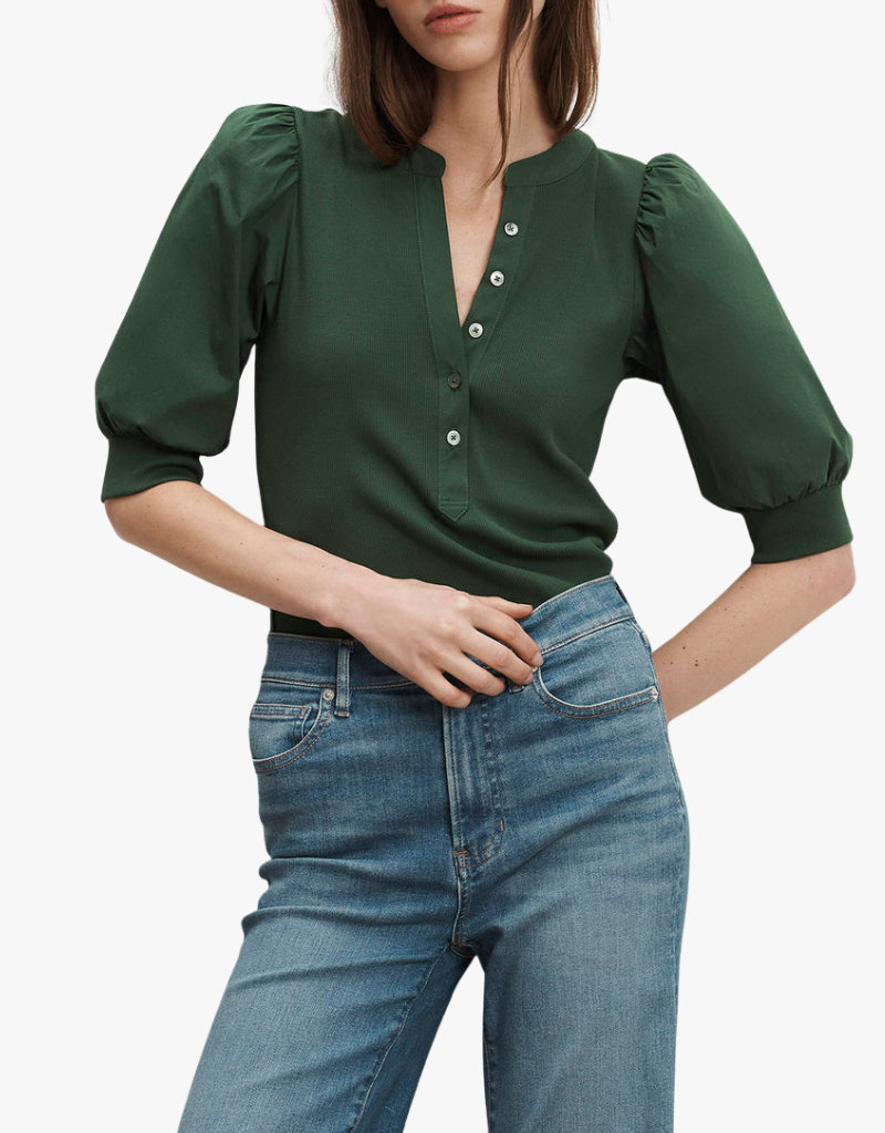 Veronica Beard Coralee Top in Dark Hunter Green