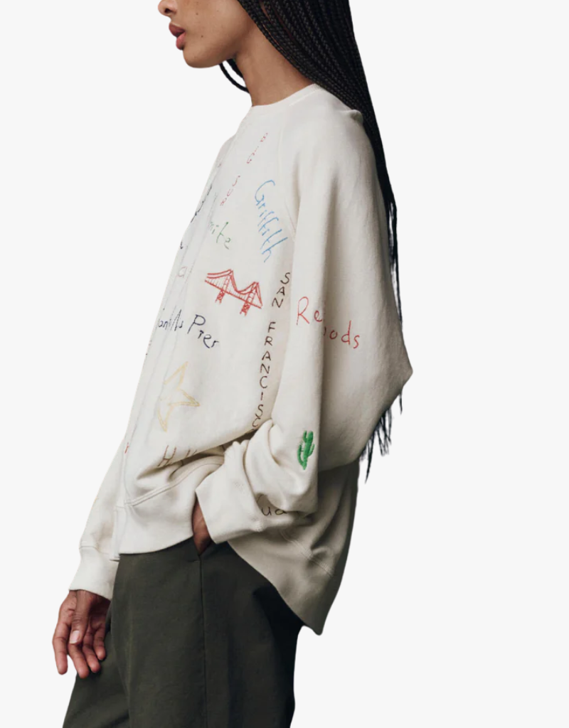 The Great The Slouch Sweatshirt w/ Golden State Embroidery in Washed White