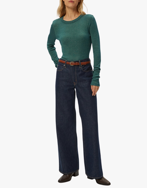 Michael Stars Liyah Ribbed Long Sleeve Tee in Rainforest