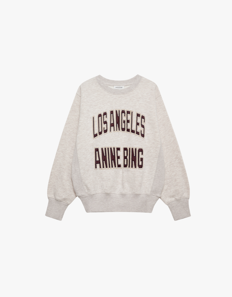 Anine Bing Harry Shrunken Sweatshirt in Oatmeal Melange