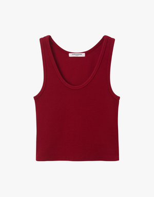 Perfect White Tee Maria Structured Rib Bra Friendly V-neck Tank Top in Maple