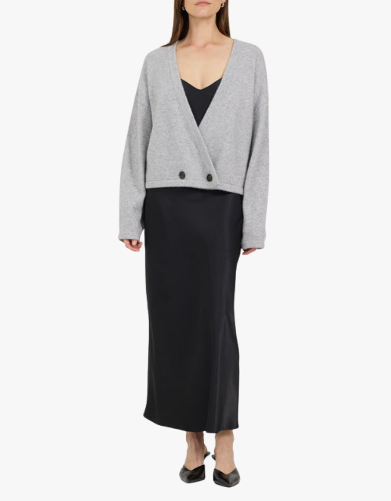 One Grey Day Giselle Cashmere Cardigan in Heather Grey