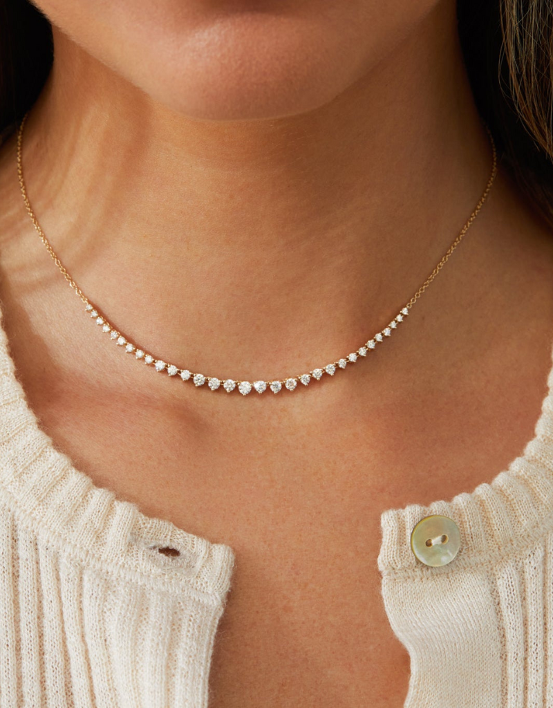 EF Collection Graduated Diamond Necklace 14k Yellow Gold