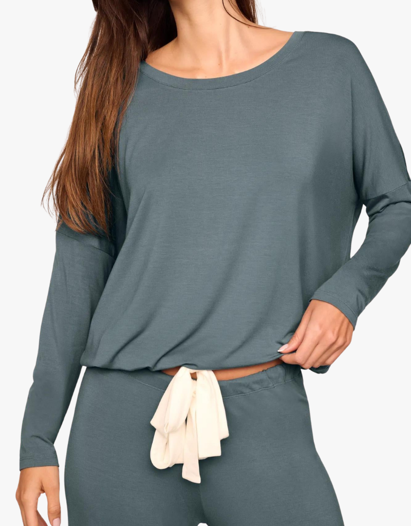 Eberjey Gisele Slouchy Set in Stone Blue & Ivory