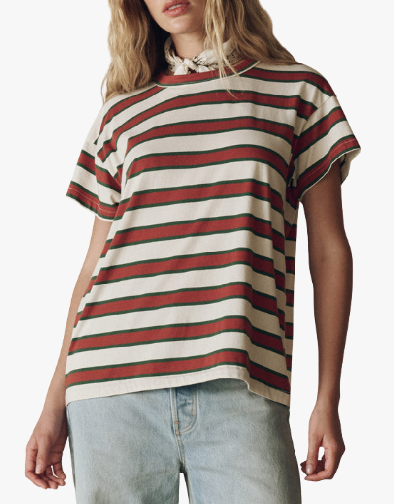 The Great The Boxy Crew in Cream Bridle Stripe