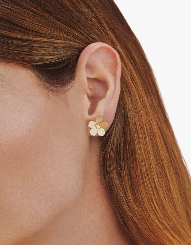 EF Collection Gold Jumbo Cherry Blossom Stud Earrings in 14k Yellow Gold