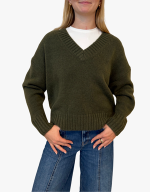 Estheme Kennedy V-Neck Sweater in Tapenade