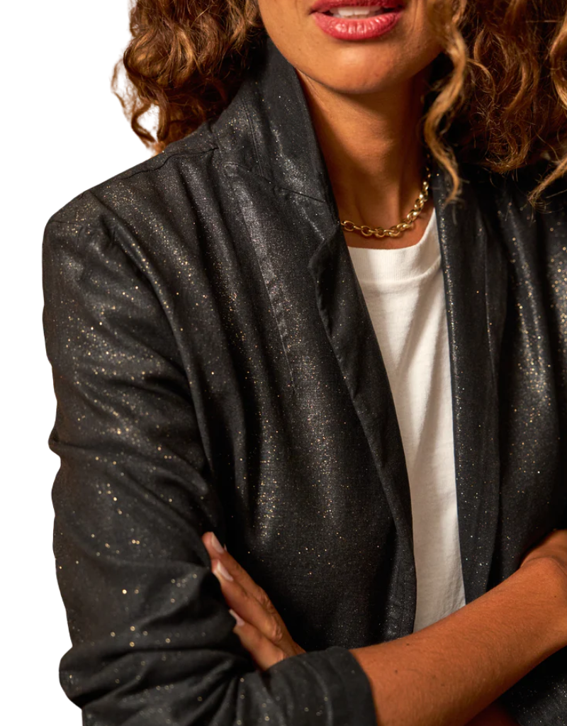 Frank & Eileen Dublin Tailored Blazer in Gold Glitter (Italian Performance Denim)