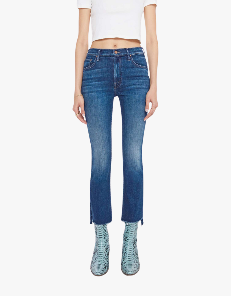 Mother The Insider Crop Step Fray Jeans in Troublemaker