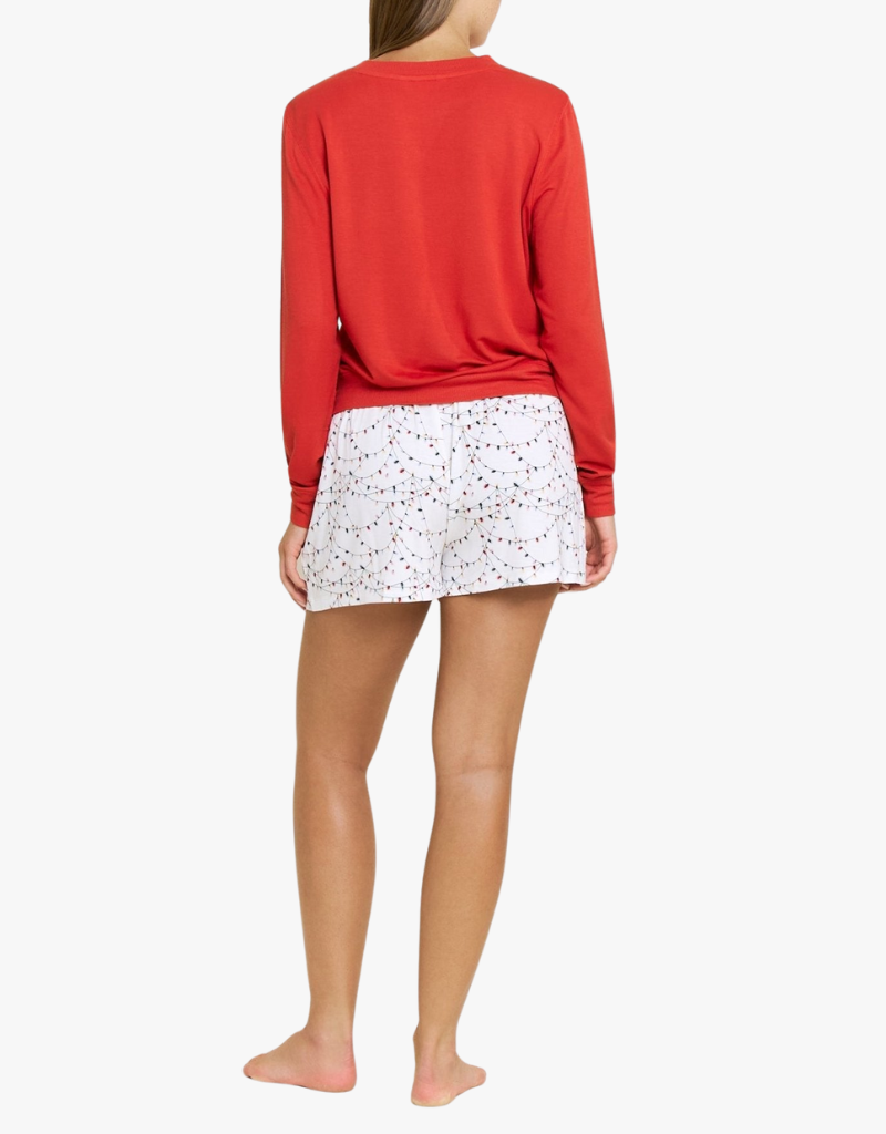 Honeydew Sugar Sweetheart Long Sleeve Shortie Set, Beso Lips