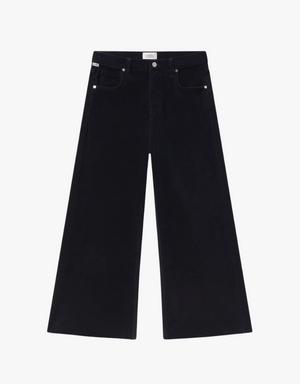 Citizens of Humanity Lyra Wide Leg Crop in Courduroy in Navy