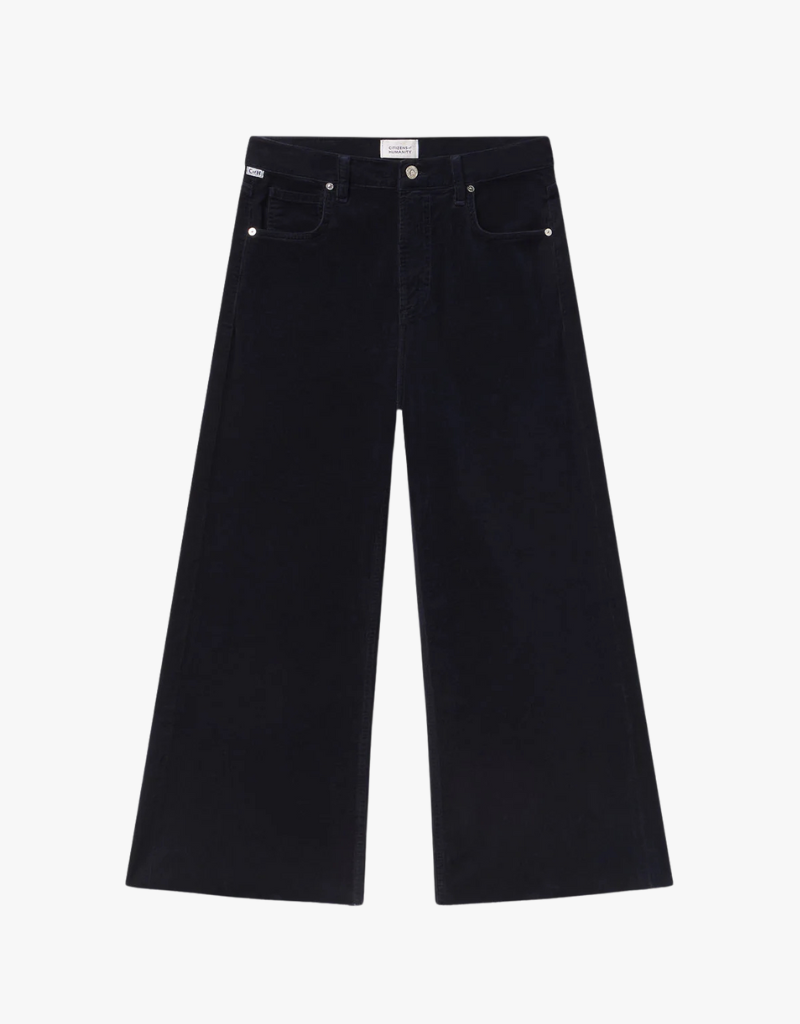 Citizens of Humanity Lyra Wide Leg Crop in Courduroy in Navy