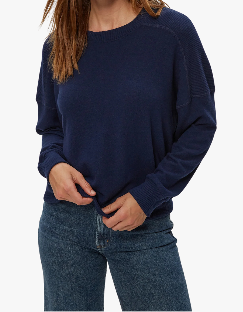 Michael Stars Marty Crewneck Pullover Sweater in Nocturnal