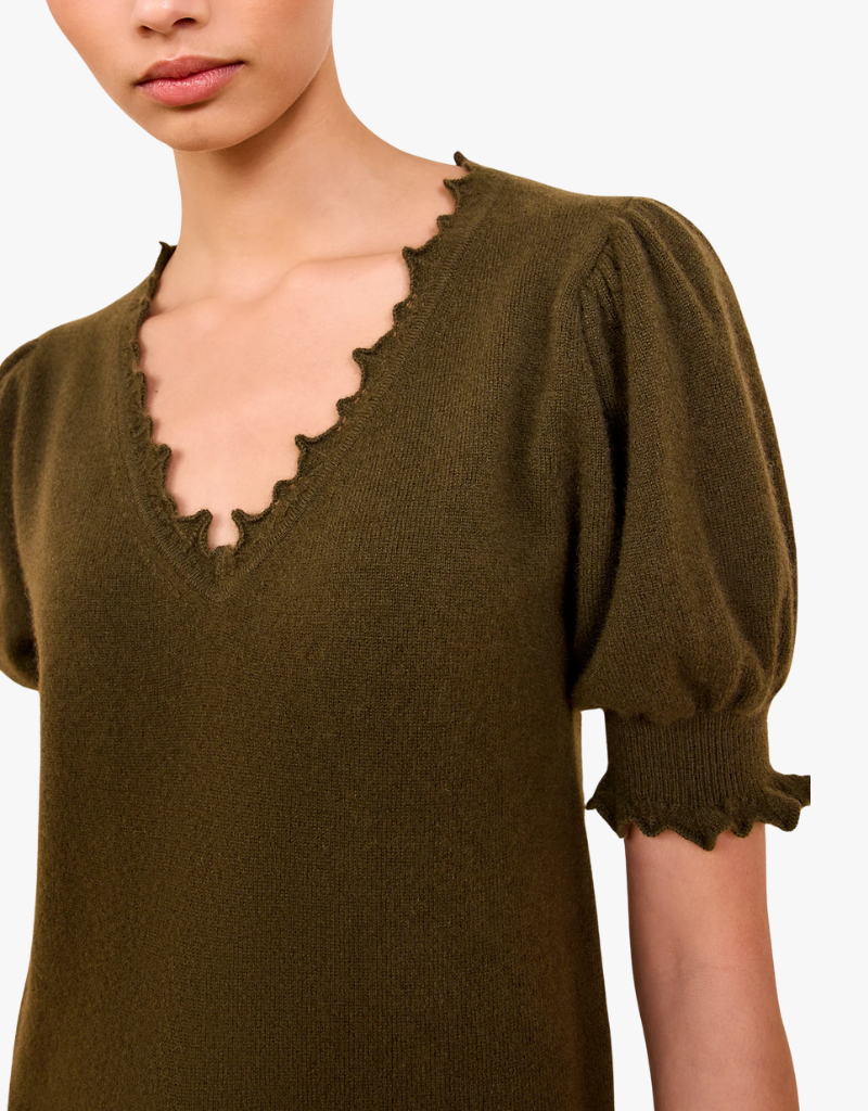 Ulla Johnson Polline Short Sleeve Top in Hunter