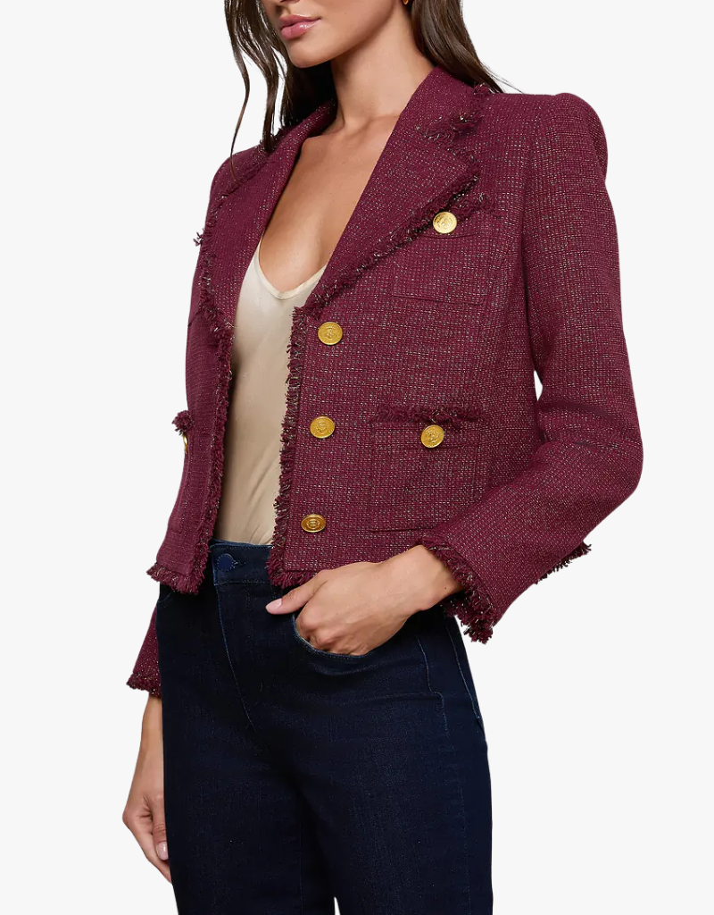 L'agence Sylvia Collared Jacket in Malbec & Gold
