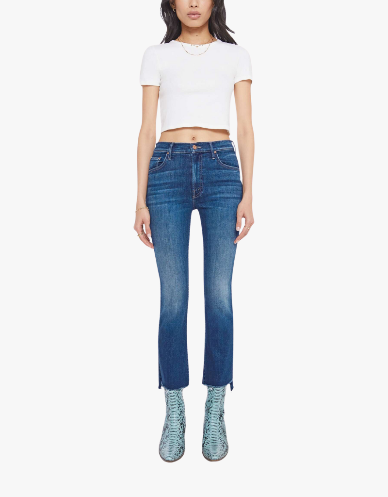 Mother The Insider Crop Step Fray Jeans in Troublemaker
