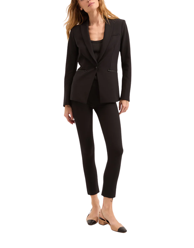 Veronica Beard Zip Back Scuba Slim-Fit Pants in Black