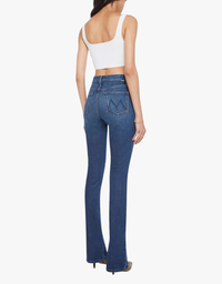 Mother Jeans in High Waisted Runaway in Shine On - Model in White Background