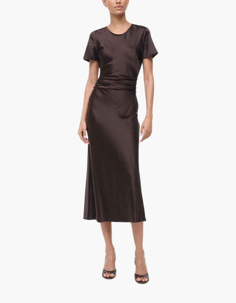 Staud Marcel Silk Dress in Earth