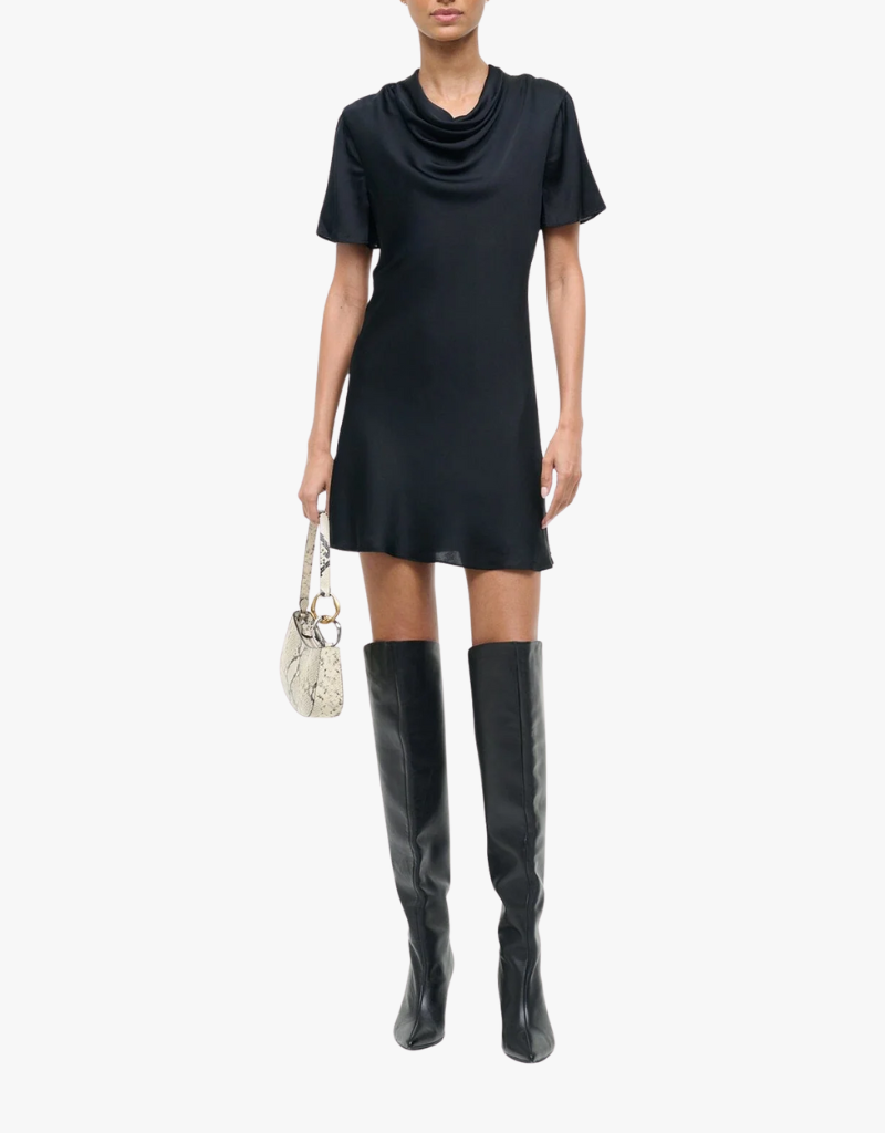 Staud Iris Silk Dress in Black