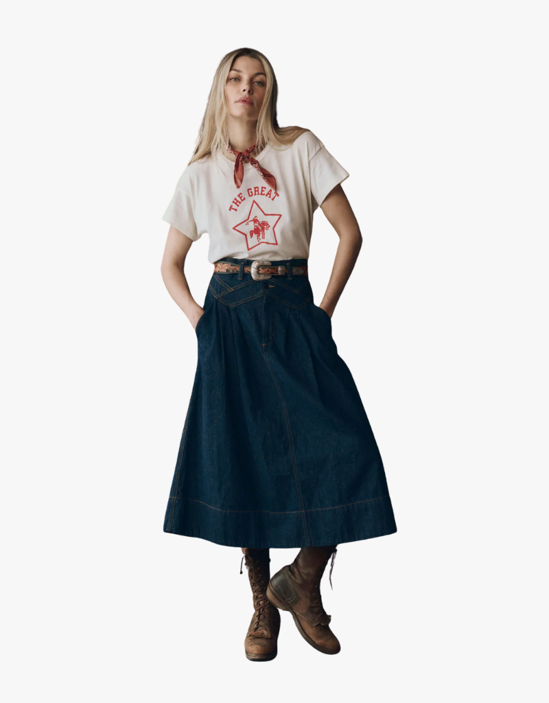 The Great The Boxy Crew w/ Rodeo Star Graphic in Washed White