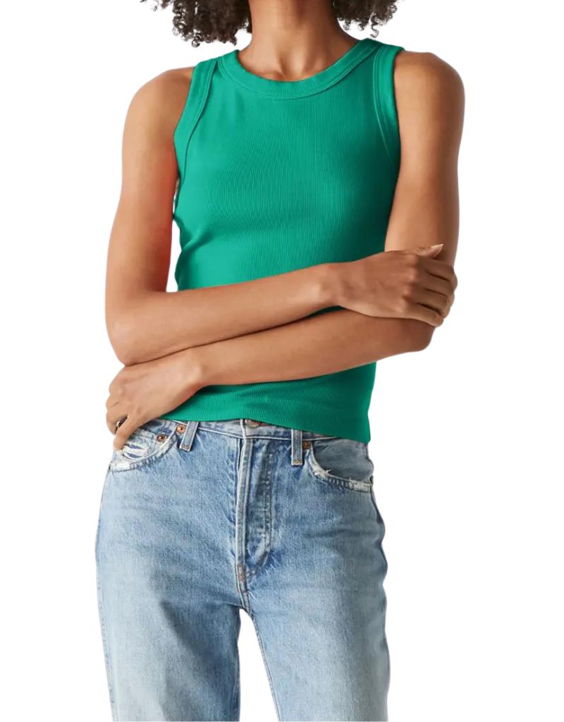 Michael Stars Gina Ribbed Cropped Tank Top in Kelly