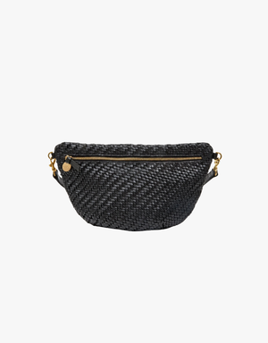 Clare V. Grande Fanny in Black Woven Zig Zag