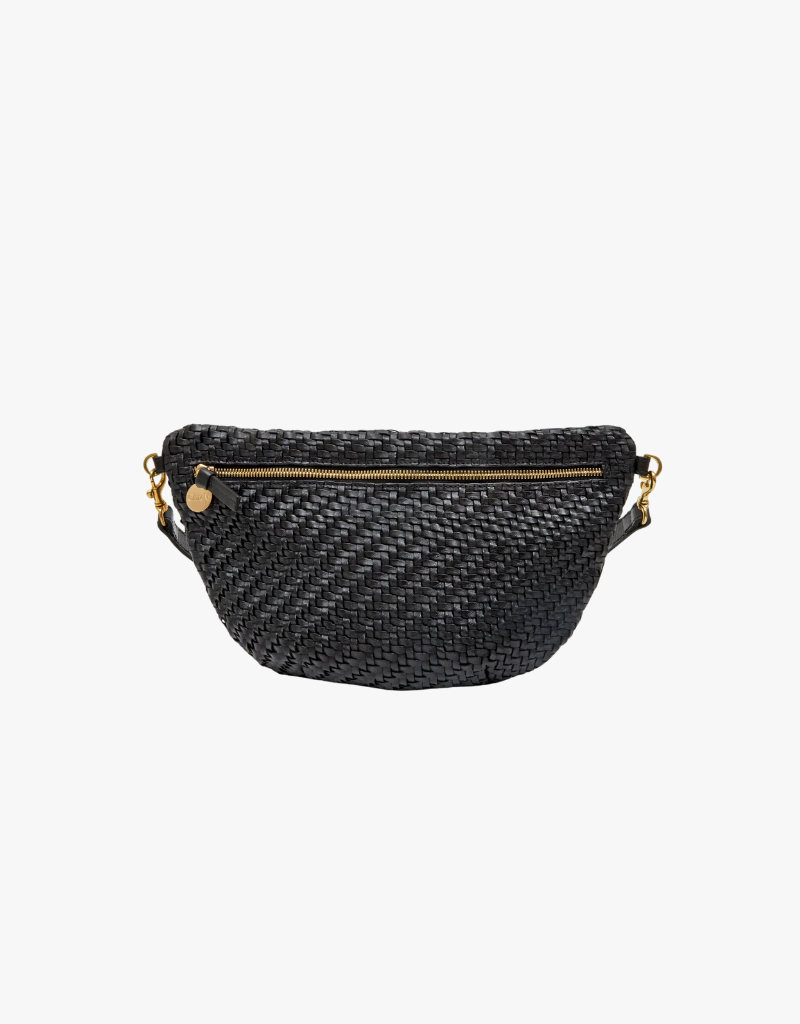 Clare V. Grande Fanny in Black Woven Zig Zag