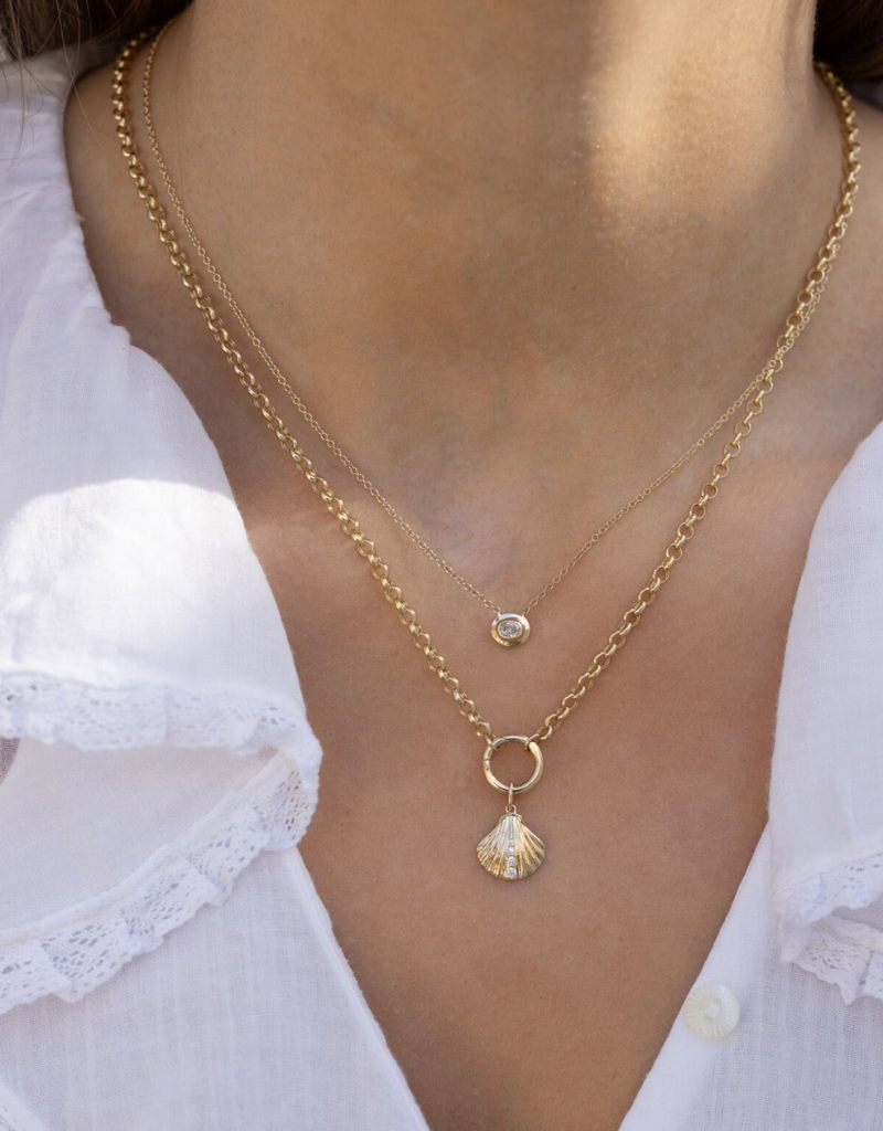 EF Collection Oval Diamond Necklace in 14k Yellow Gold