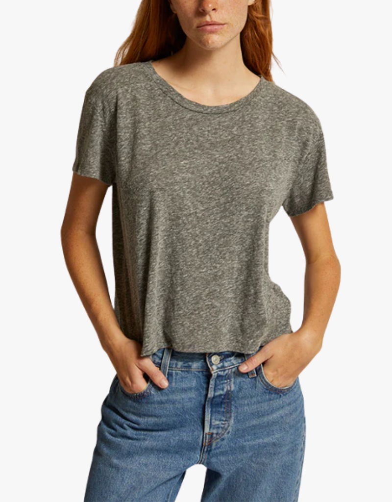 Perfect White Tee Harley Cotton Short Sleeve Crew Tee in Grey