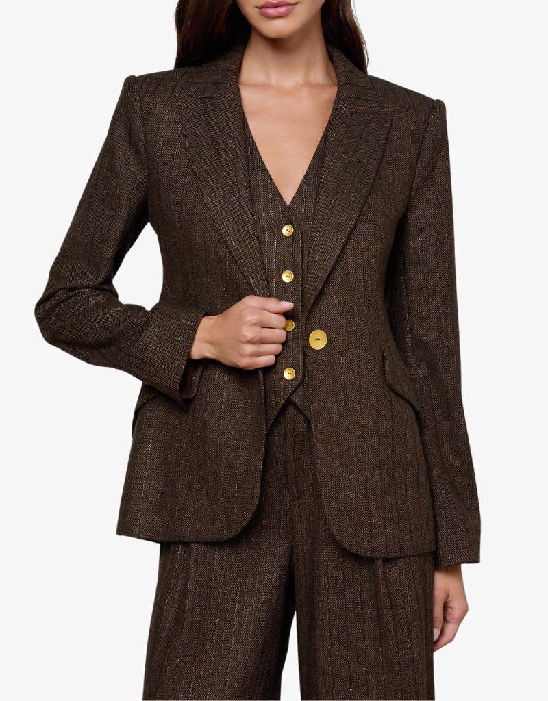 L'agence Chamberlain Blazer in Brown & Bronze Multi